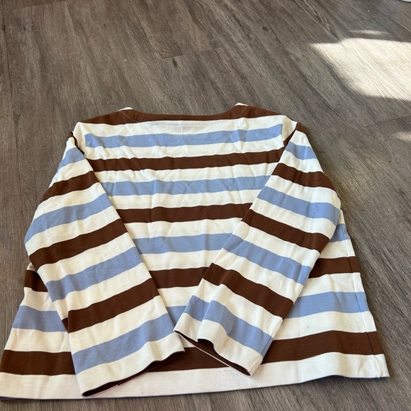 Striped Brown and Blue Long Sleeve Top - Picture 8 of 9